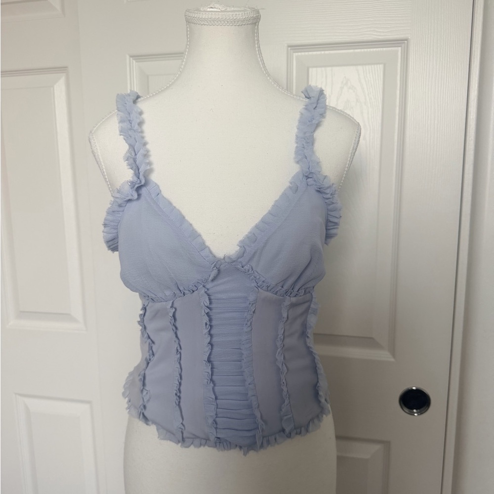 Urban Outfitters - Light Blue Ruffled Corset Top - S